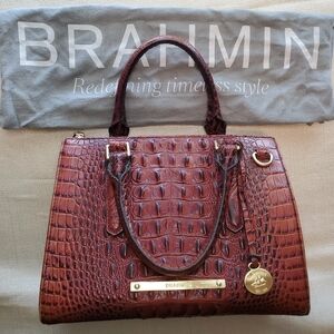 Brahmin Cami Pecan Brown Satchel Double Handle With Dustbag